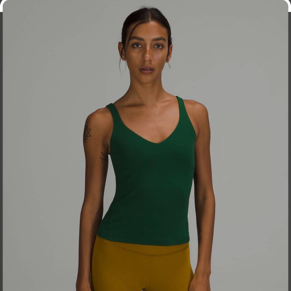 Lululemon Sz 12 Womens Align Waist Tank Top Everglade Green Nulu EUC!